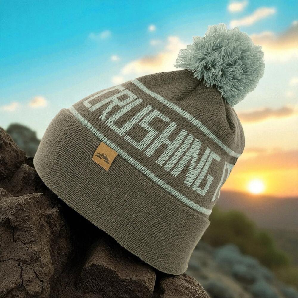 Spacecraft Crushing It Beanie Pom Hat Green Mythical Jacquard Knit Ski Cap OS